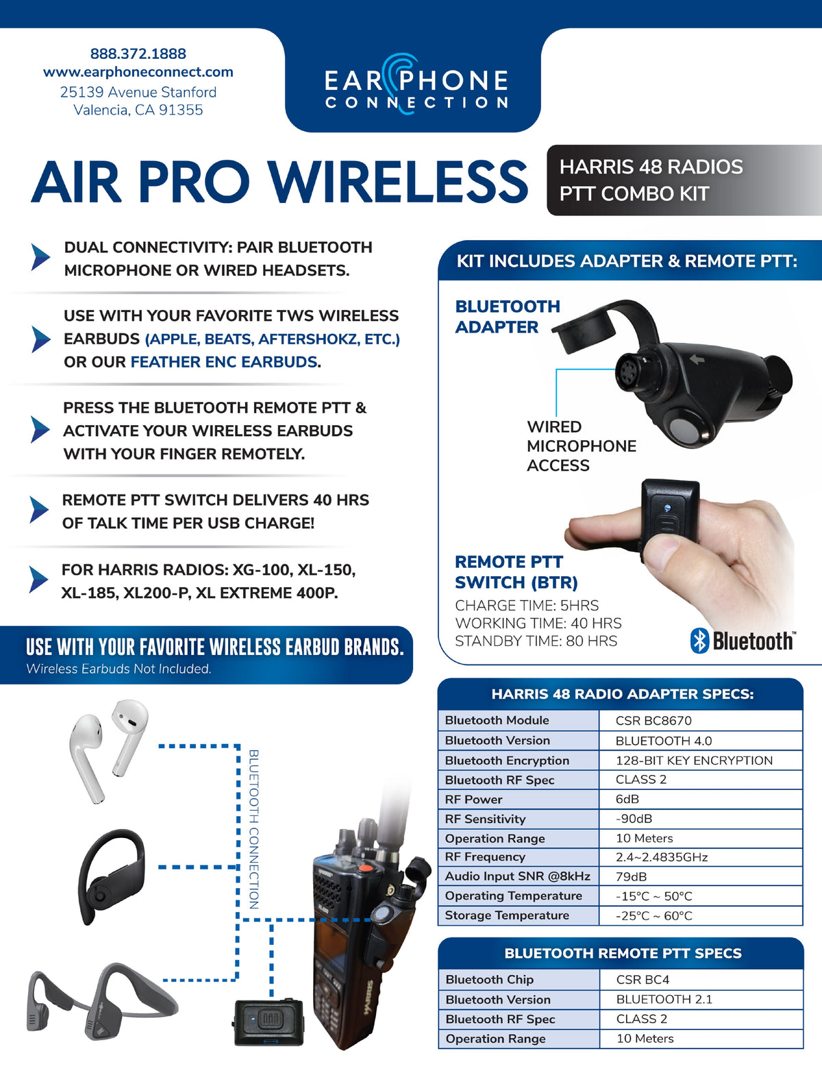 Ear Phone Connect Air Pro Wireless Radio Kit