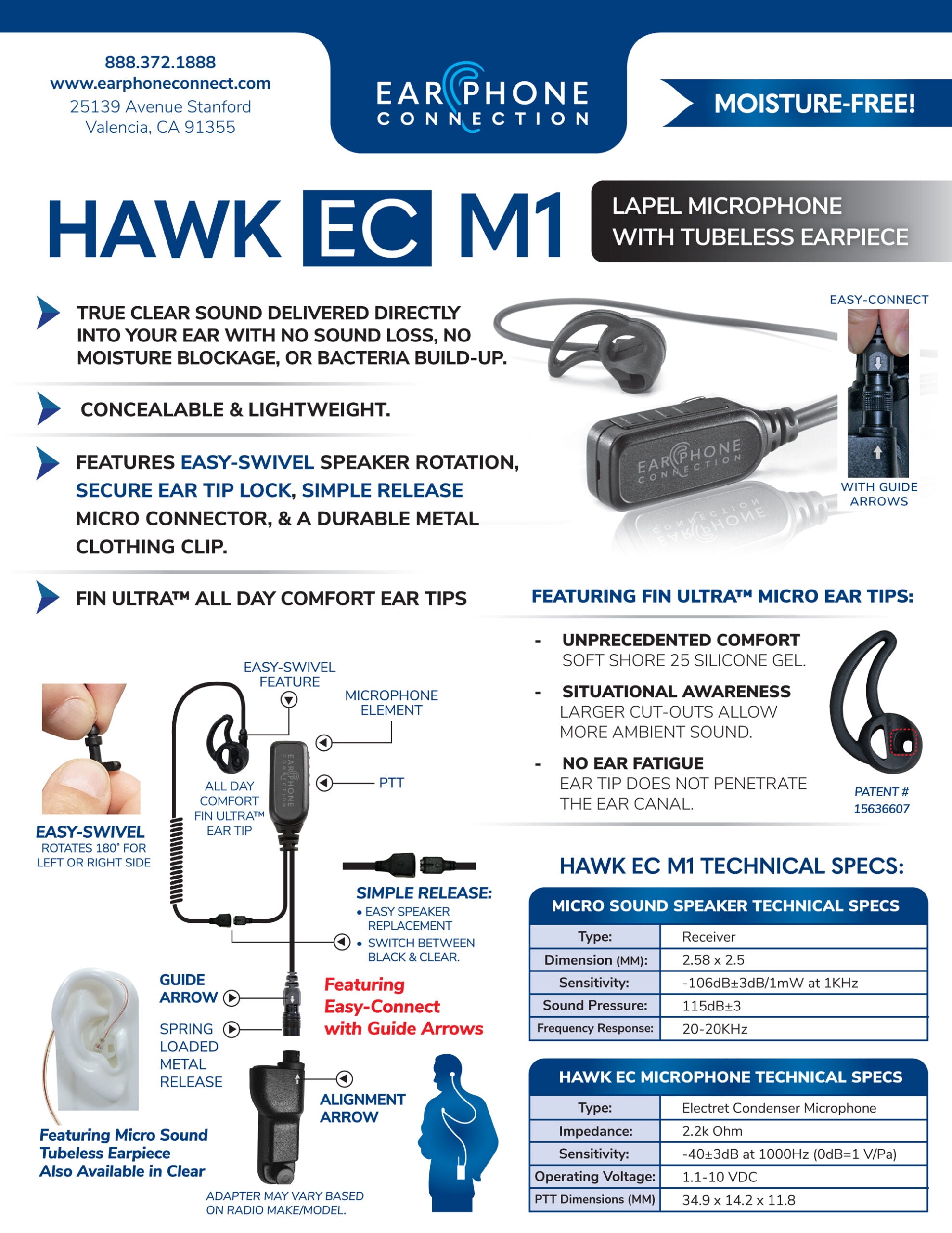 Hawk EC M1 Tubeless Lapel Microphone